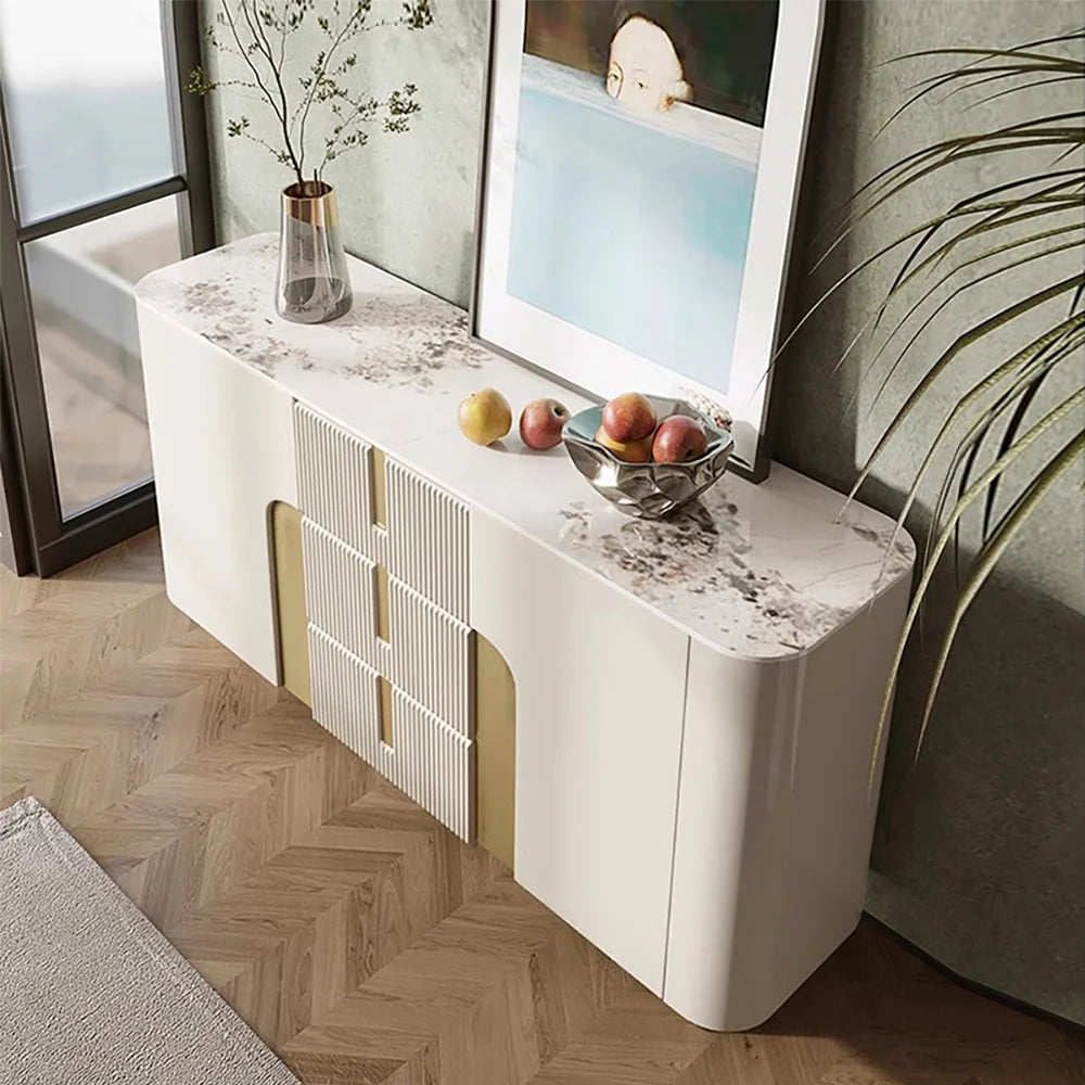 Artus Modern White Sintered Stone Sideboard Buffet