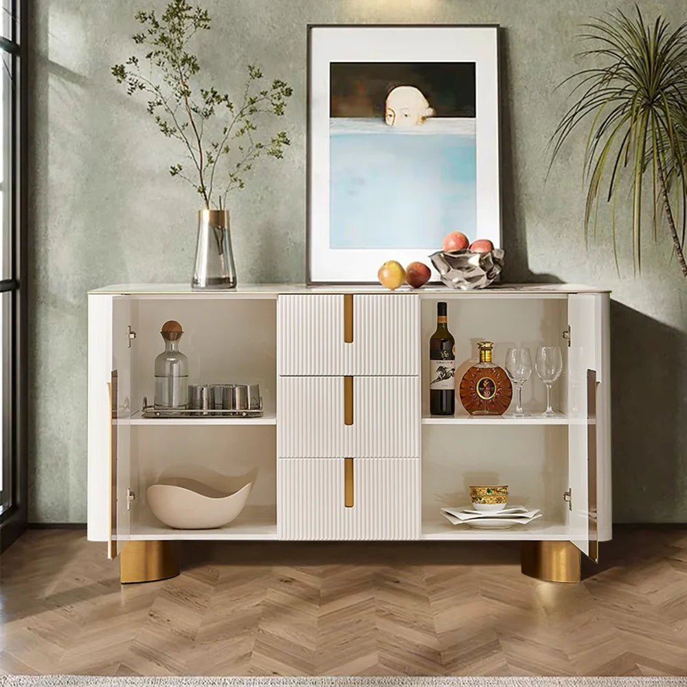 Artus Modern White Sintered Stone Sideboard Buffet