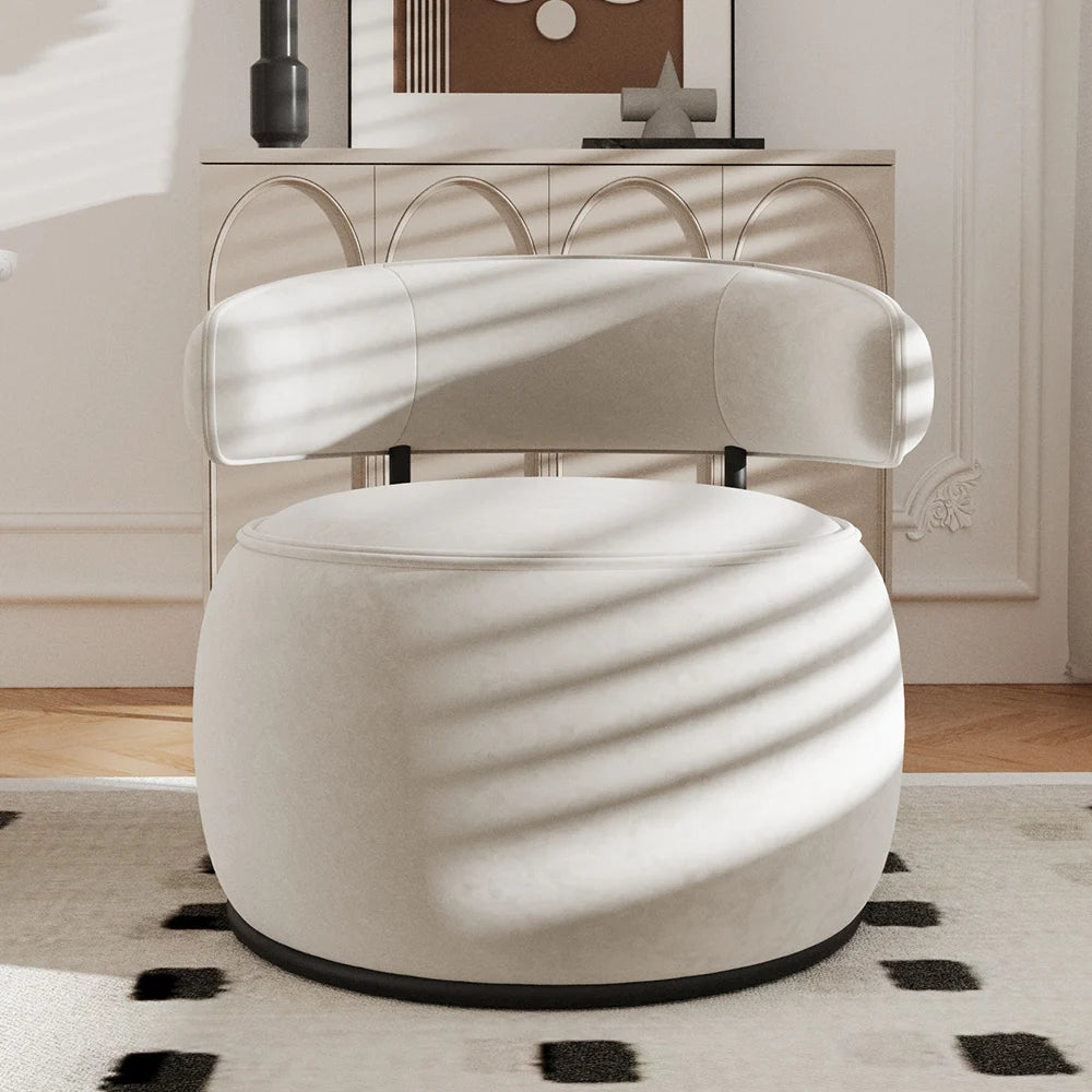 Modern Off-White Swivel Arm chair