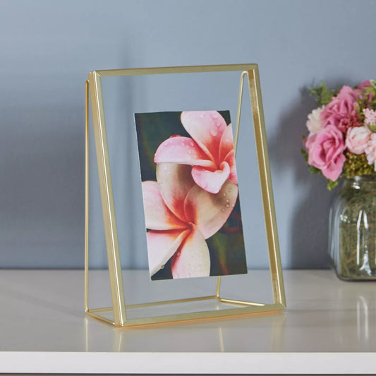 Wedged Matte Brass Photo Display - 5x7 inches