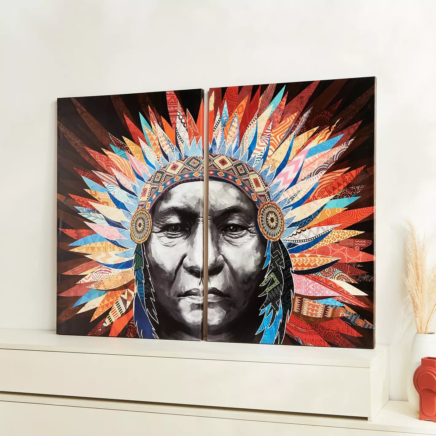 Tribal Courage 2-Piece Canvas Wall Art Set - 80x120 cm