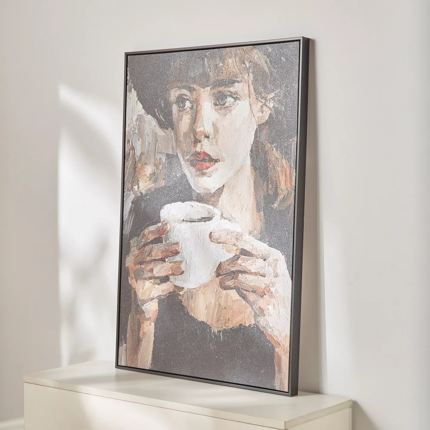 Lady in Black Printed Artworks Framed Canvas Wall Art - 83x123 cm