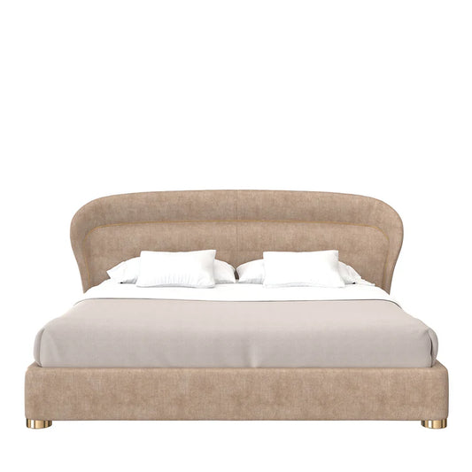 Flare 02 Upholstered Beige Velvet Bed