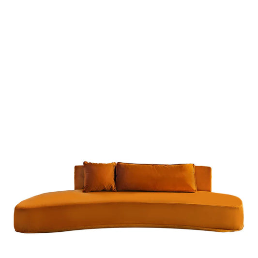 Harlem Curved Orange fabric with Cushions Sofa