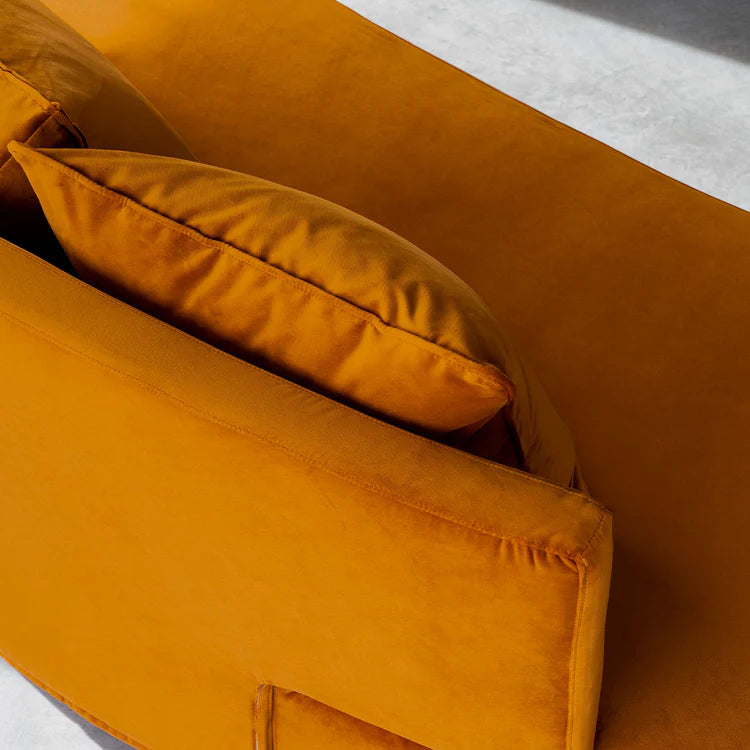 Harlem Curved Orange fabric with Cushions Sofa