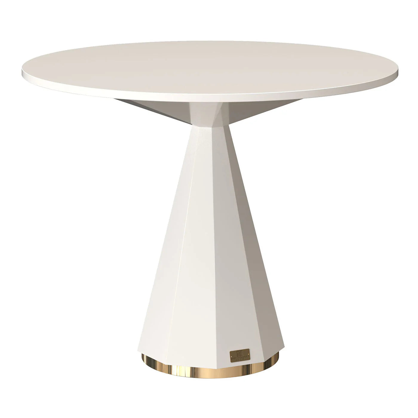 Round White Lacquered Wood Bistro Side Table