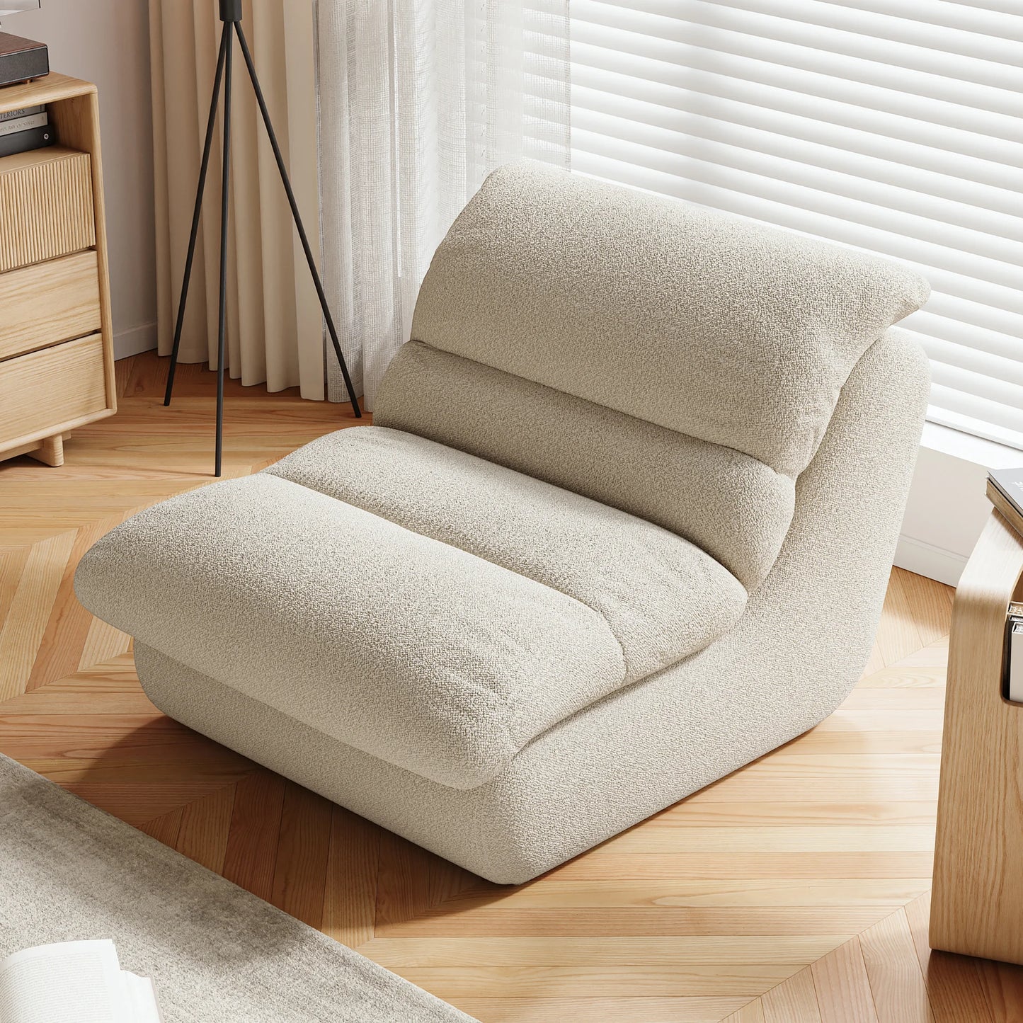 Chenille Armless Accent Chair