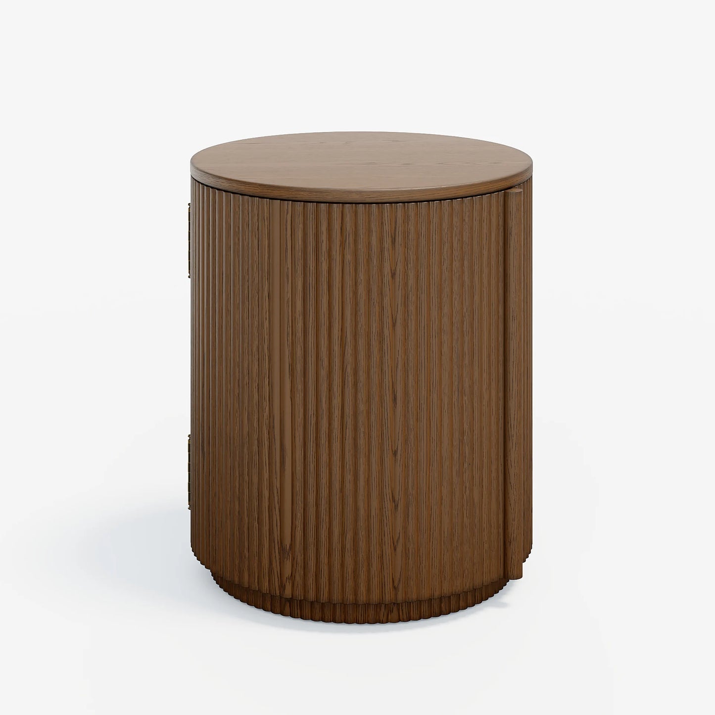 Round Walnut Fluted Side Table
