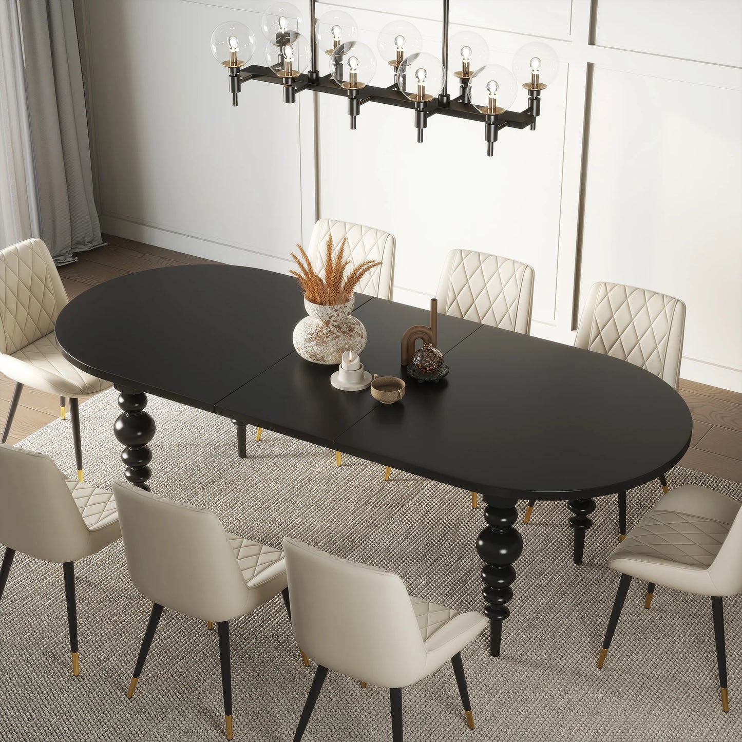 Mid-Century Oval Dining Table Black