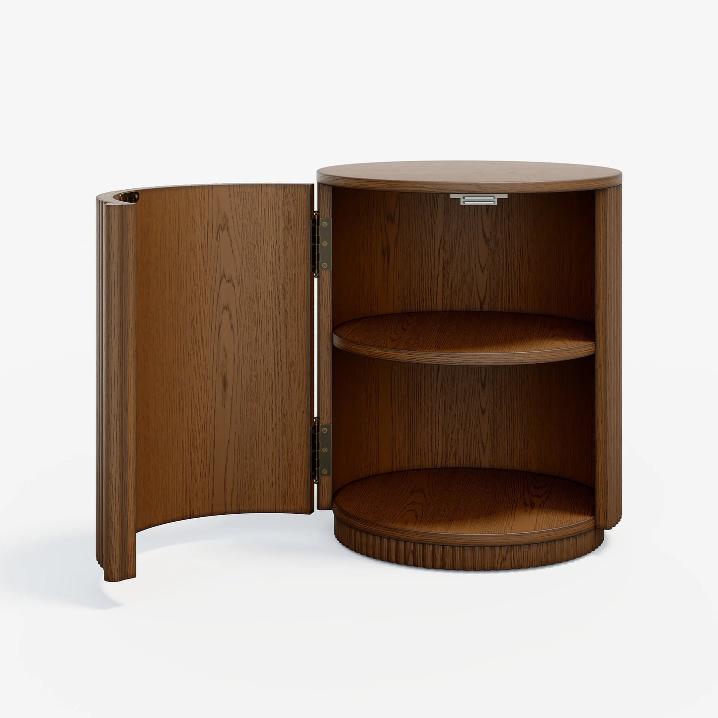 Round Walnut Fluted Side Table