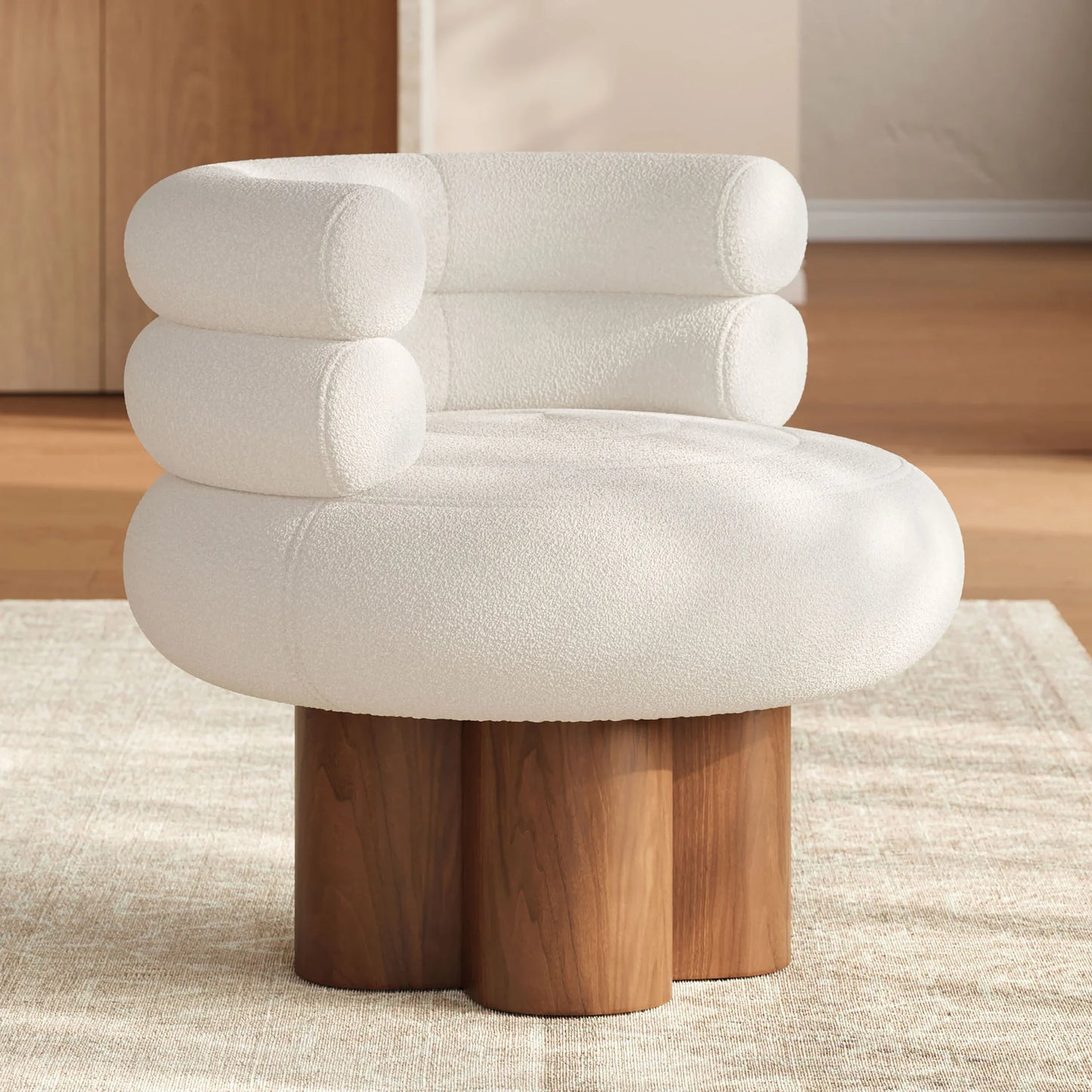 Swivel Boucle Barrel Accent Chair