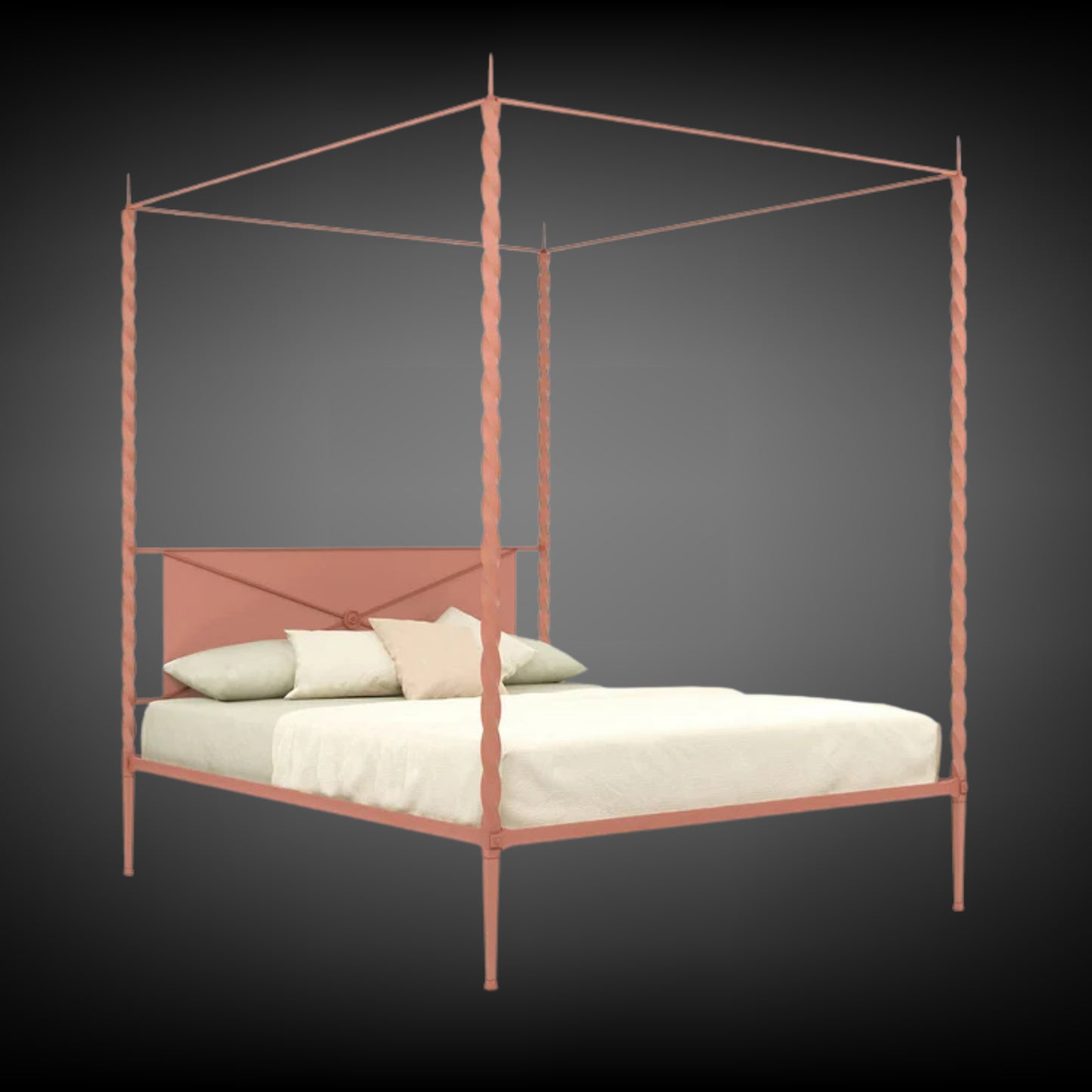 Rito Pink Iron Canopy Double Bed