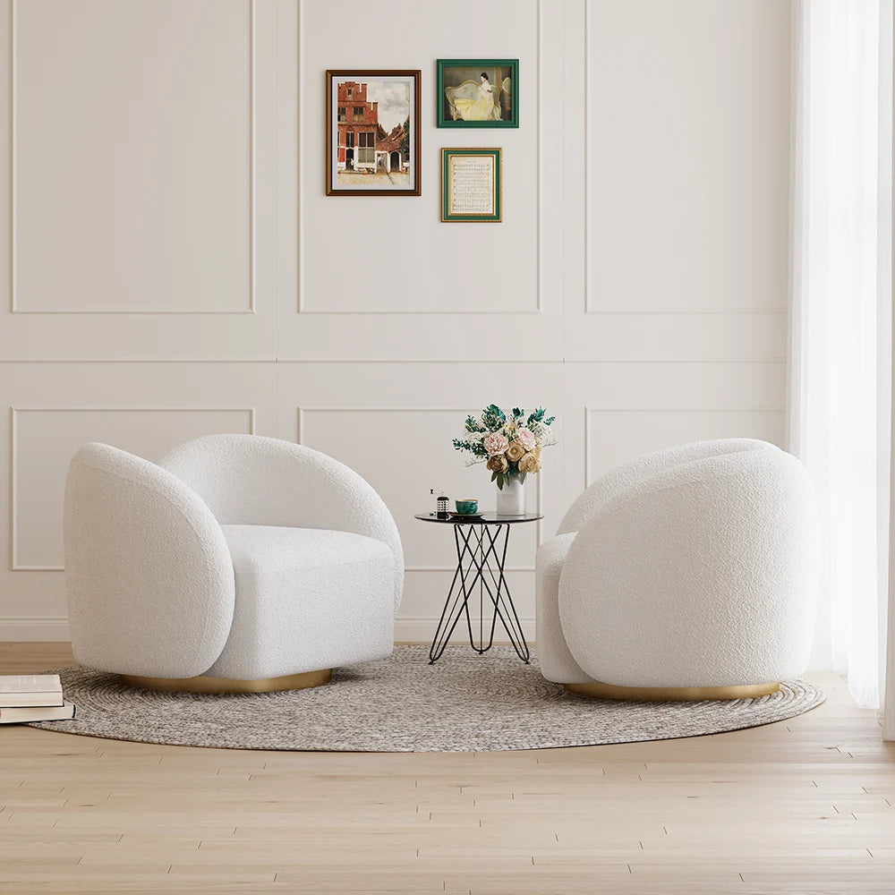 Modern White Swivel Accent Chair