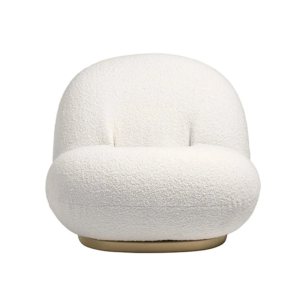 Off-White Boucle Swivel Floor Chair