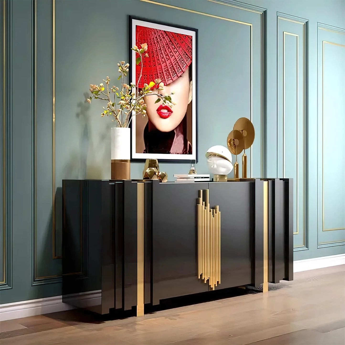 Luxury Sideboard Black Rectangular Buffet
