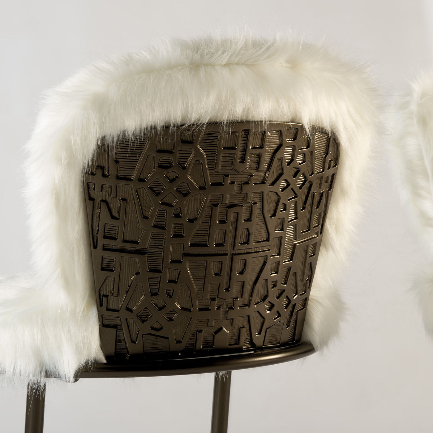 70s White Furry Stool