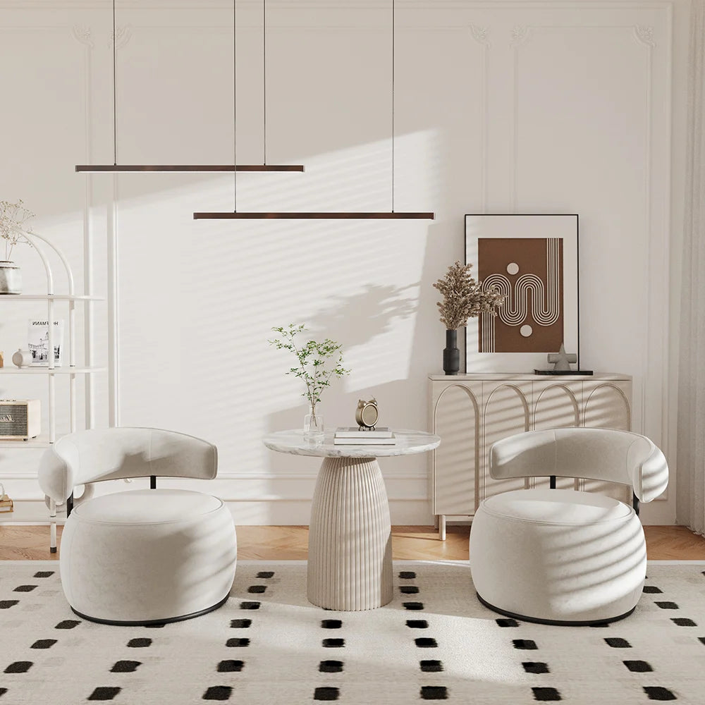 Modern Off-White Swivel Arm chair