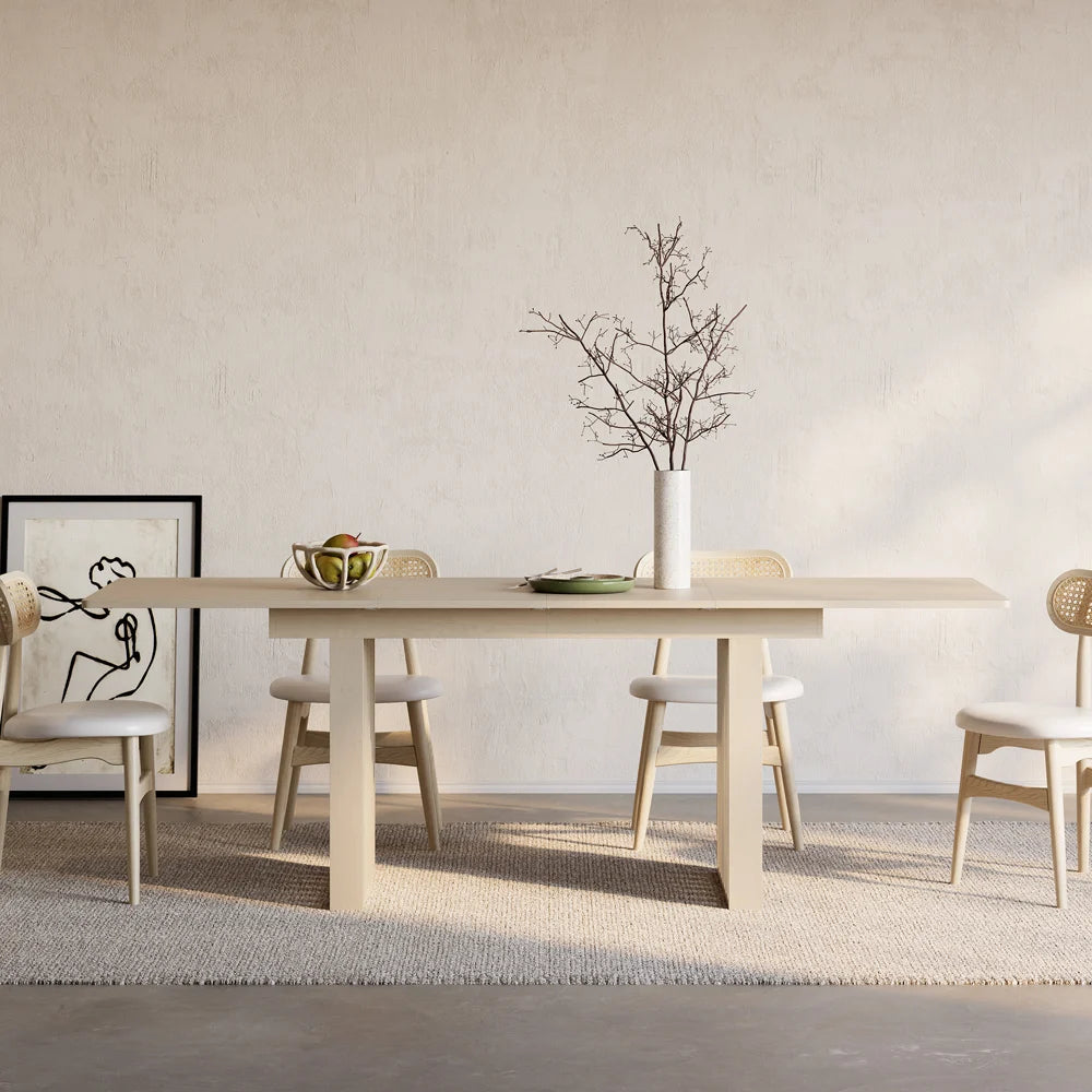 Japandi Whitewash Dining Table