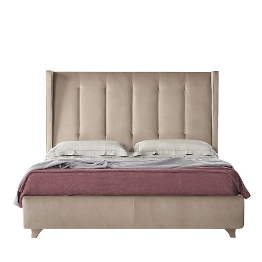 Edo Quilted Beige Velvet Bed