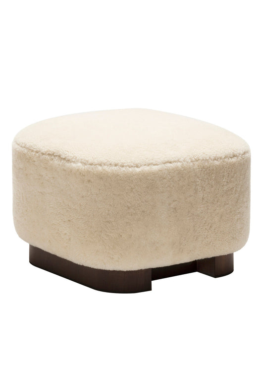 Lloyd Cream Wood Low Pouf