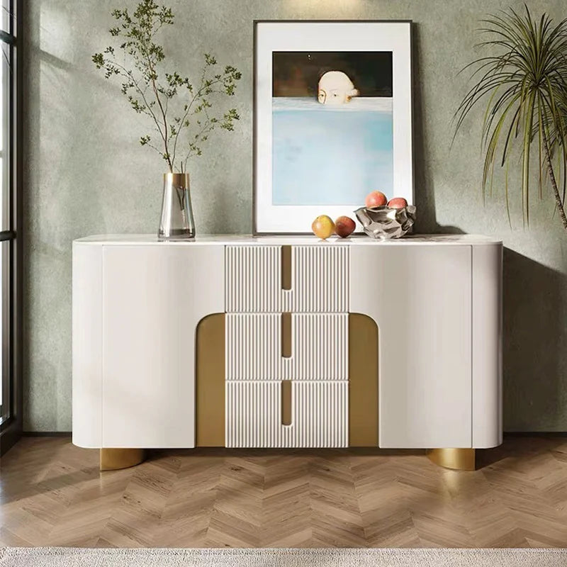 Artus Modern White Sintered Stone Sideboard Buffet