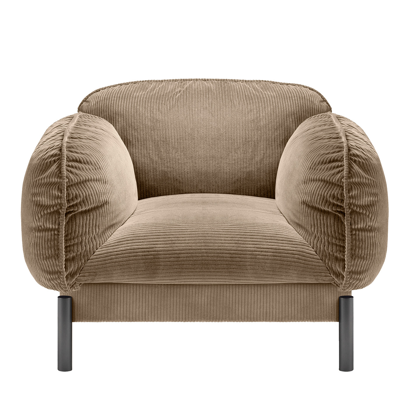 Tarantino Beige Velvet Armchair by Lorenza Bozzoli