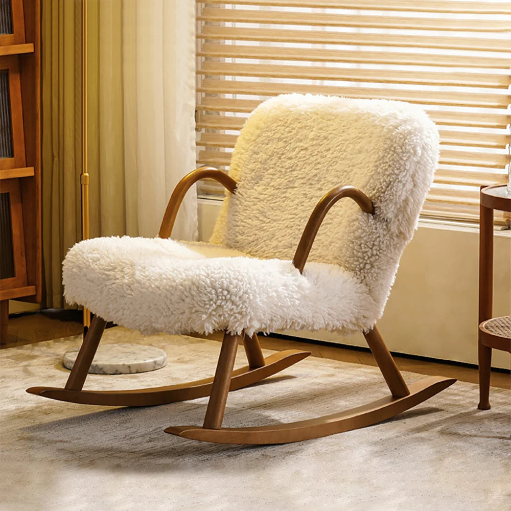 White Boucle Rocking Chair