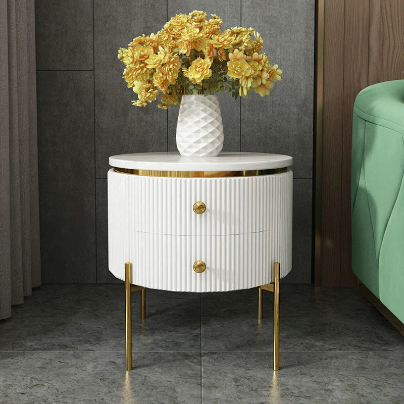 Round Faux Marble Side Table