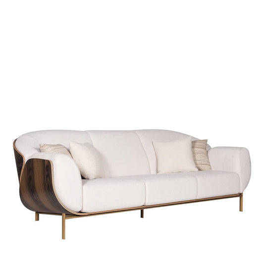 Baidà White Bouclé 3-Seater Sofa