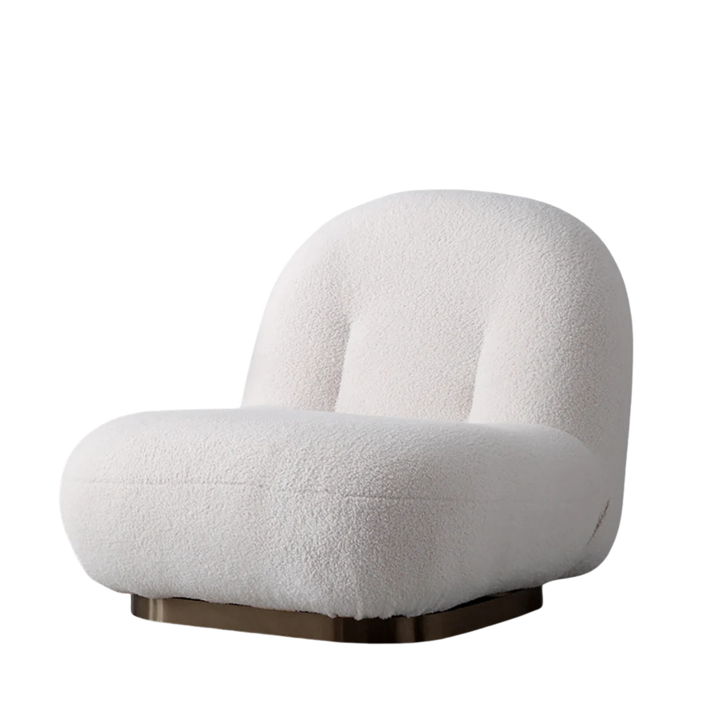 Off-White Boucle Swivel Floor Chair