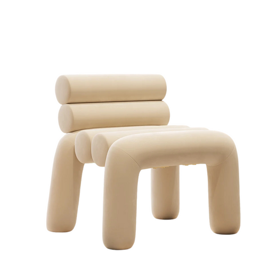 Beige Velvet Accent Chair