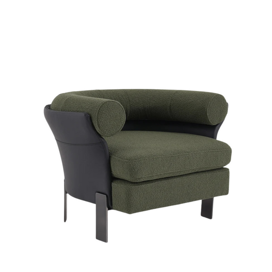 Modern Green Boucle Accent Chair
