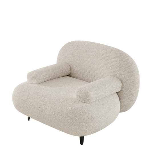Modern White Cream Boucle Accent Chair