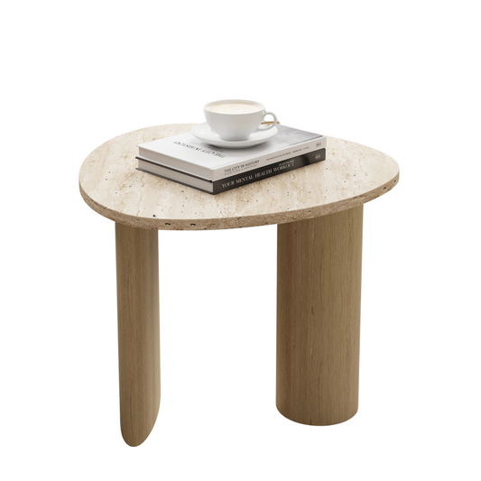 Abstract Travertine Natural Side Table