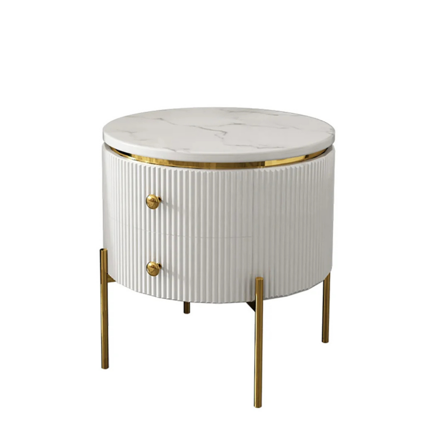 Round Faux Marble Side Table