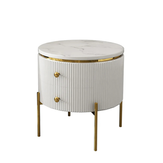 Round Faux Marble Side Table