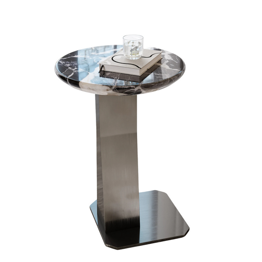 Round Marble Top C-shape Side Table
