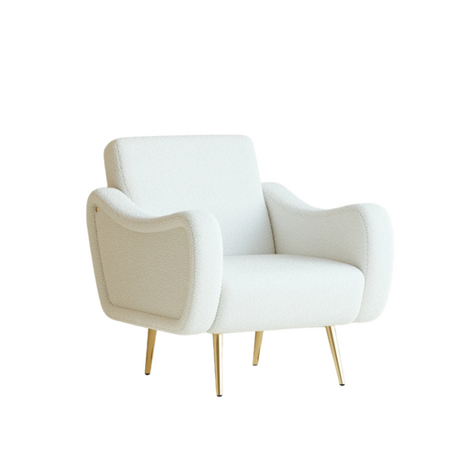 White Boucle Accent Chair