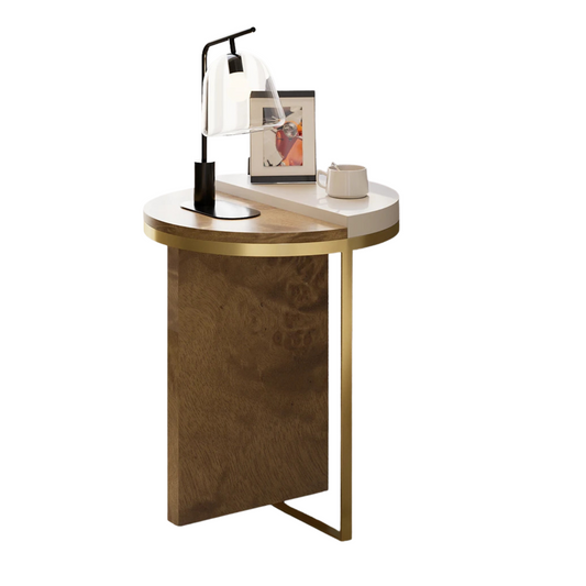 White Round Wood Side Table