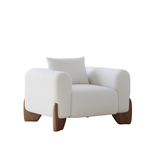 Curva White Boucle Accent Chair