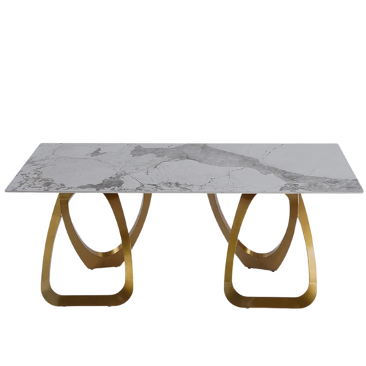 Modern Rectangle Faux Marble Dining Table