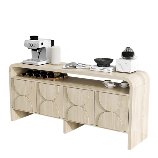 Japandi Distressed Wood Sideboard Buffet