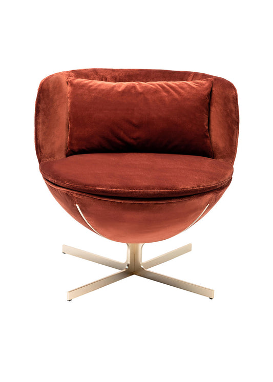 Calice Red Velvet Armchair by Patrick Norguet