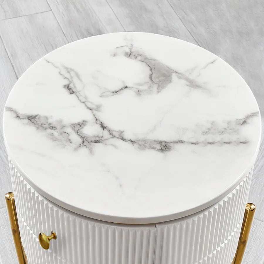 Round Faux Marble Side Table