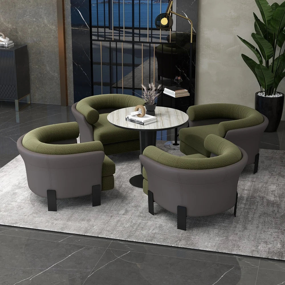 Modern Green Boucle Accent Chair