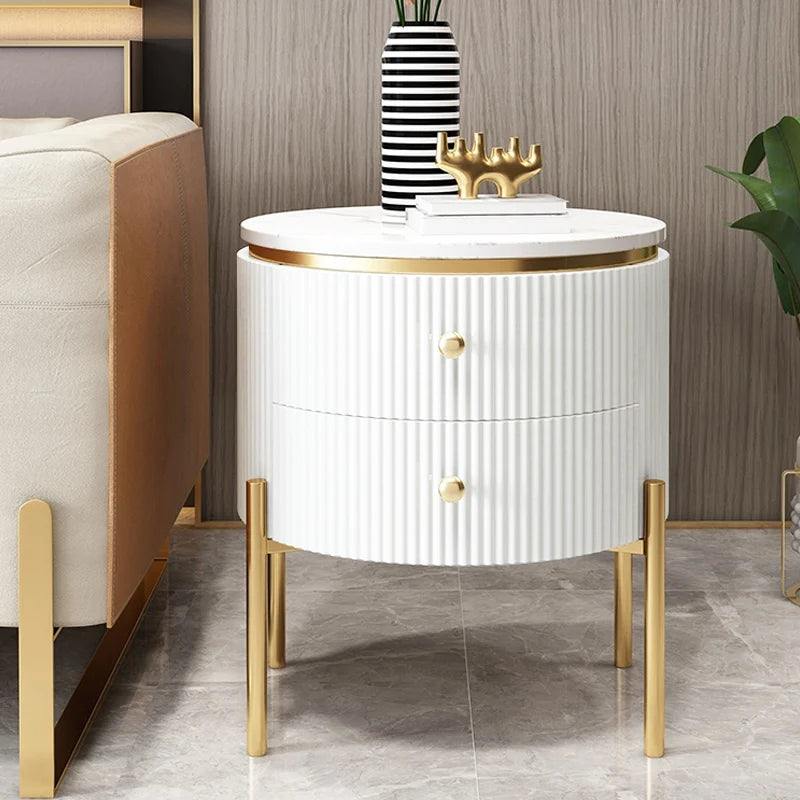Round Faux Marble Side Table
