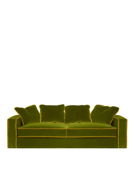 Rafaella Green & Gold Velvet 3 Seater Sofa