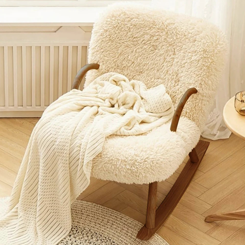 White Boucle Rocking Chair