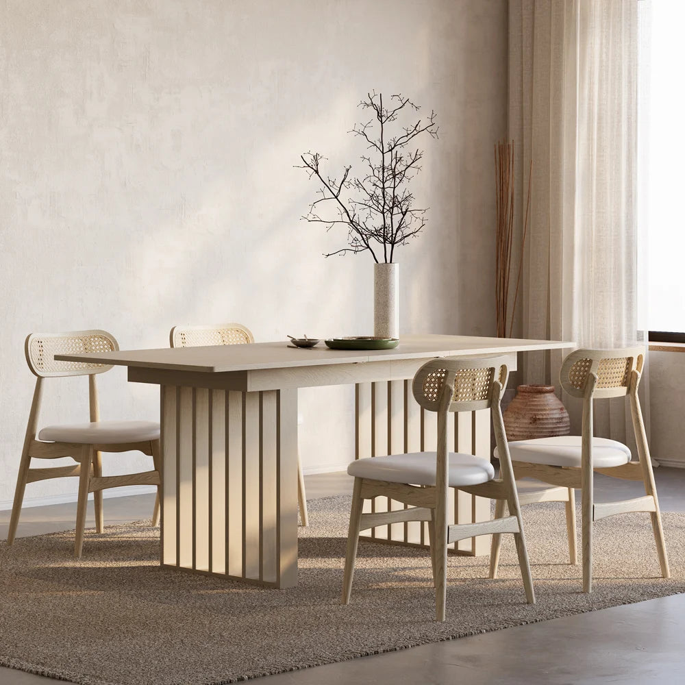 Japandi Whitewash Dining Table