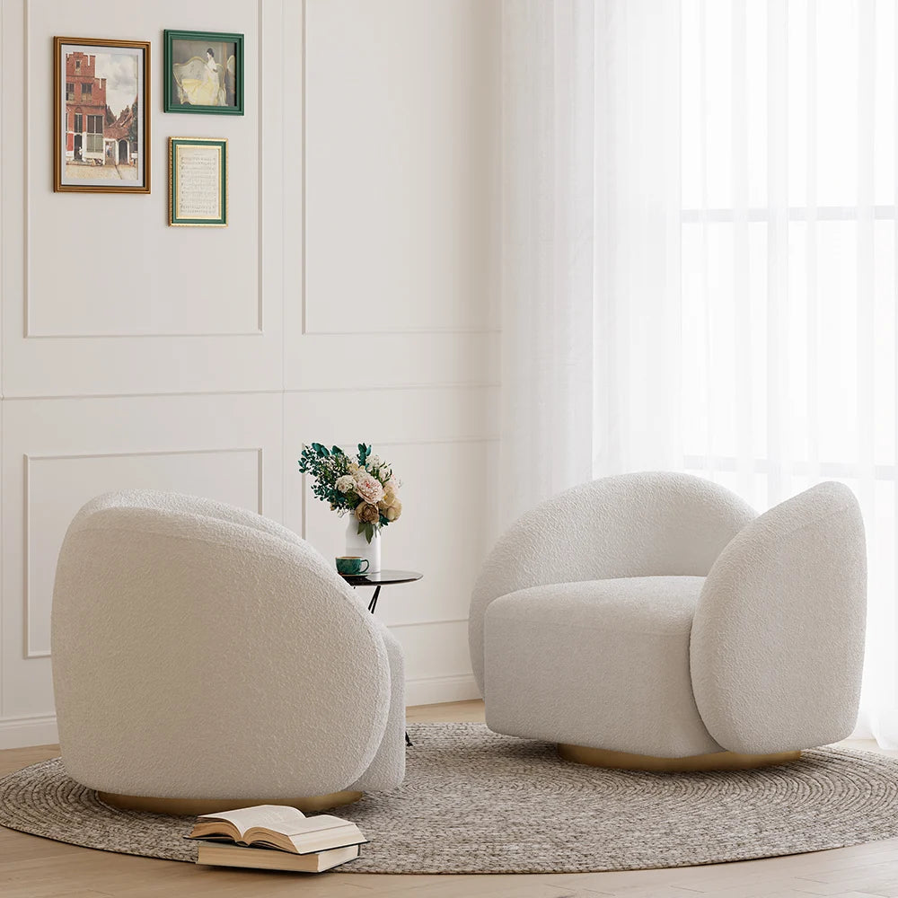 Modern White Swivel Accent Chair